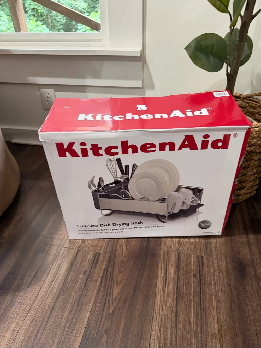 KitchenAid Full Size Stainless Steel Dish Rack with Removable Flatware Caddy New